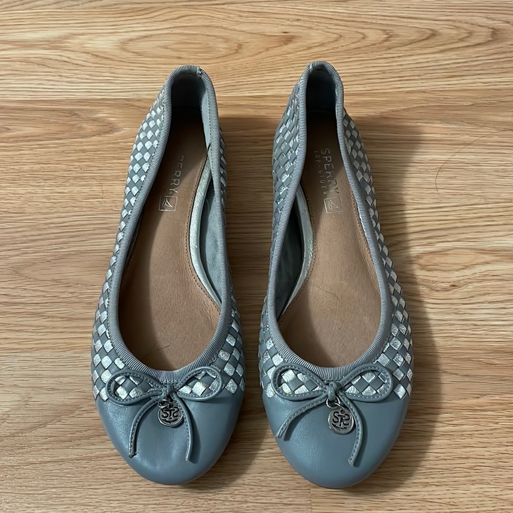 Silver and Grey Sperry ballet flats